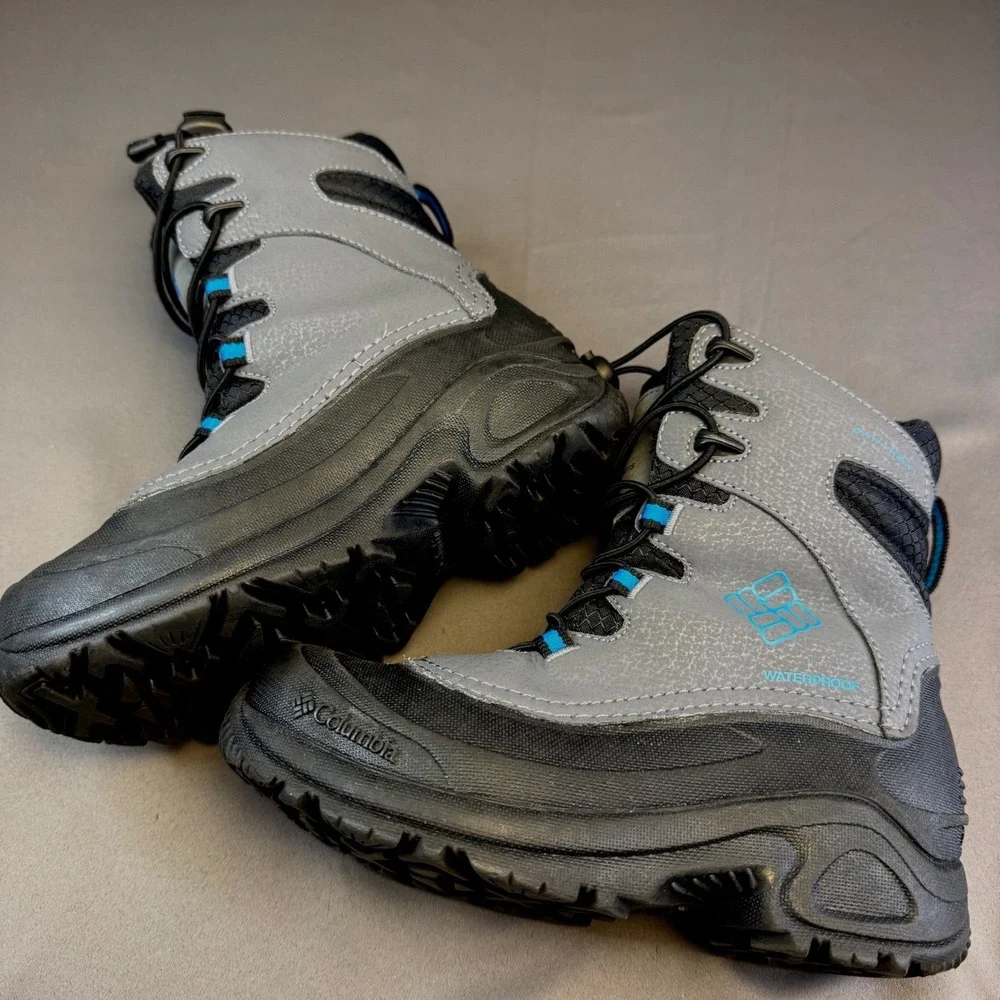 Columbia Kids Bugaboot‎ Plus IV Omni-Heat Waterproof Winter Boots Grey Blue